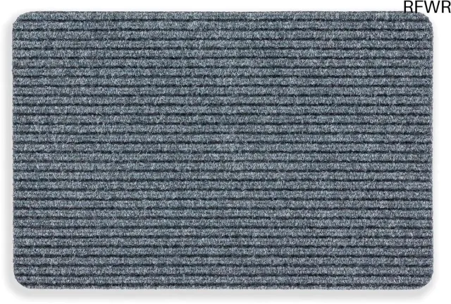 RFWR Antislip Deurmat Binnen 40x60 cm - Waterafstotende Stofcontrolemat met Ribstructuur Grijs