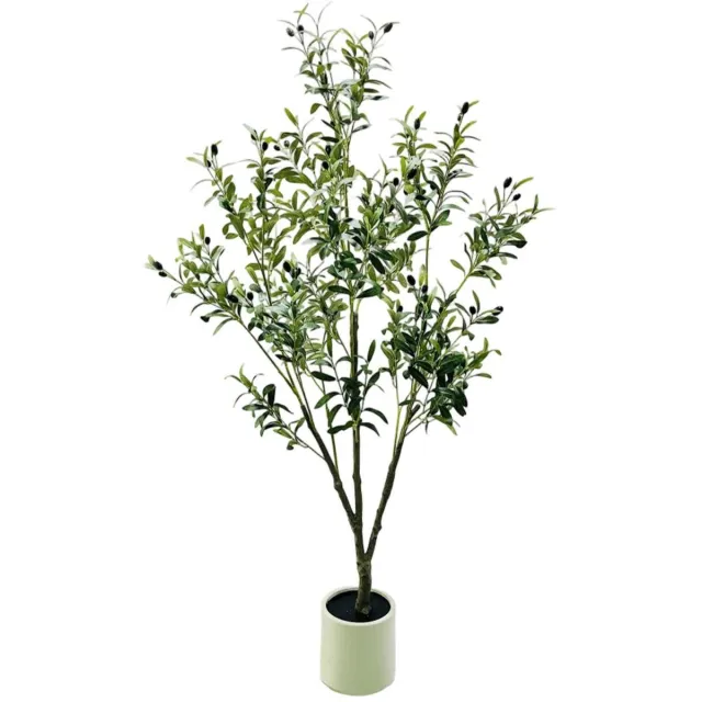 C. , R. E. CORE Kunstmatige Olijfboom 150 cm - Realistische Kunstplant met Natuurlijke Stam en Olijven - Inclusief Pot - Onderhoudsvrije Decoratie - Groen/Wit