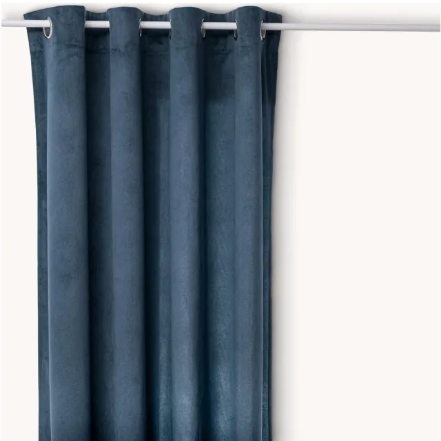Atmosphera gordijn lilou - L260 x B140 cm - marine blauw - polyester - met ringen