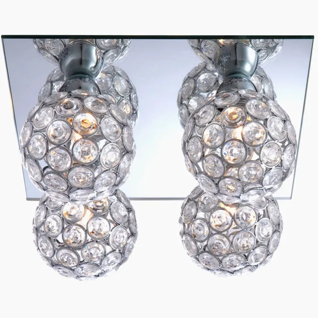 Globo Lighting Plafondlamp Sferen Kristallen lamp chroom Kristallen Modern, metaal, 4-polige G9 fitting, LxBxH 23x23x13,2 cm zilver