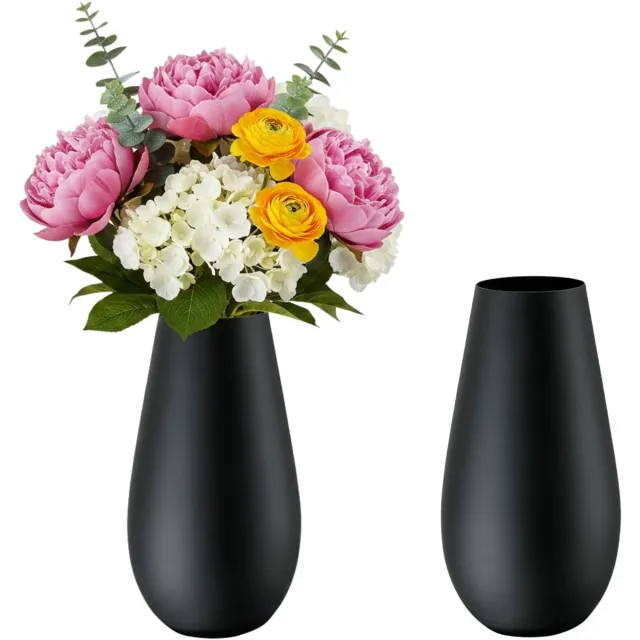 Inge Glas Inge Christmas goods Bloemenvaas New York - 2x - mat zwart - glas - 24 cm