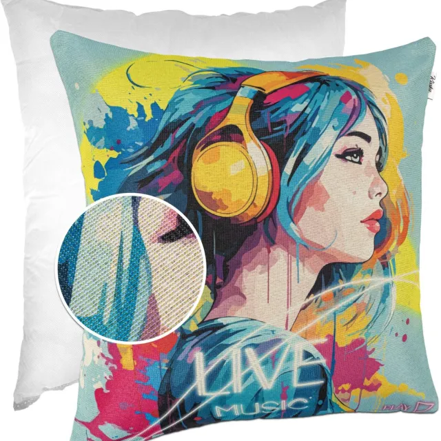 ANRO Music Sierkussen 40x40 cm - Gobelin - Inclusief vulling Multicolor