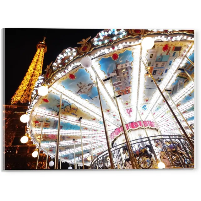 KuijsFotoprint Acrylglas –Miniatuur Eiffeltoren– 60x90cm Foto op Glas (Wanddecoratie op Acrylglas) Blauw