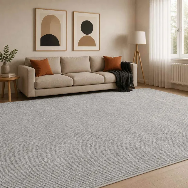 vidaXL Vloerkleed Grijs 300 x 400 cm 100% Polyester 3 mm Wasbaar, foto 2