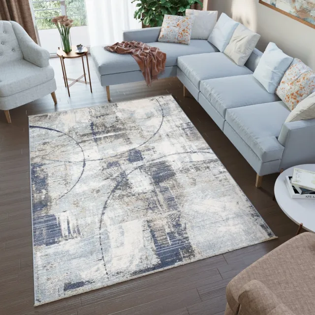 Tapiso Rivoli Vloerkleed Blauw Grijs Laapgolig Kleed Grijs 4