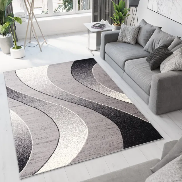 Tapiso Dream Vloerkleed Grijs Licht Modern Golven Woonkamer Tapijt Lichtgrijs