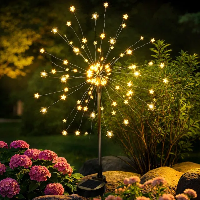 Mrilary Solar-Tuinverlichting Op Prikker – Warm licht - 60 Warmwitte Led Lampjes – Ster-/Paardenbloem Design – 8 Lichtstanden – Geschikt Voor Tuinen, Tuinpaden, Gazons En Balkons – 1 Stuk