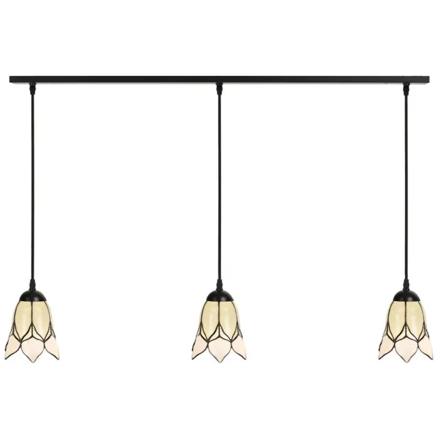 Coloured by Art 3 x Tiffany Lovely Flower White lampen aan plafondbalk - Art Deco Trade Wit