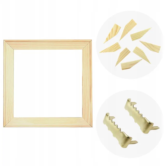 PD MEDIA Houten schildersezels 70x70 cm, set met spanhoutjes en ophangers Bruin