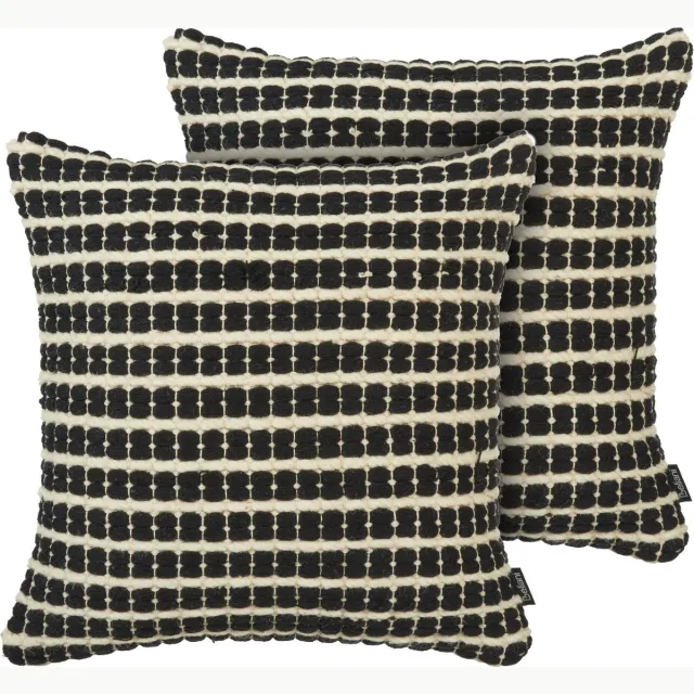 Beliani YONCALI - Sierkussen set van 2 - Crème - 45 x 45 cm - Katoen Zwart