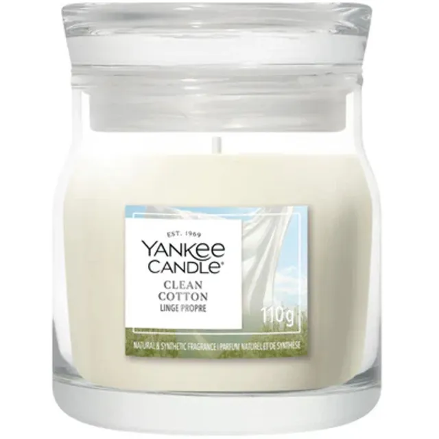Yankee Candle Clean Cotton Small Jar Geurkaars - tot 30 branduren Wit