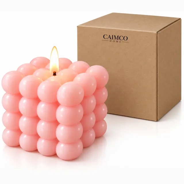 Caimco LED Bubble Kaars Roze met Timer – Decoratieve Bubbelkaars – Sfeervolle LED Kaars – 6 Uur Timer – Woondecoratie – Werkt Op Batterijen
