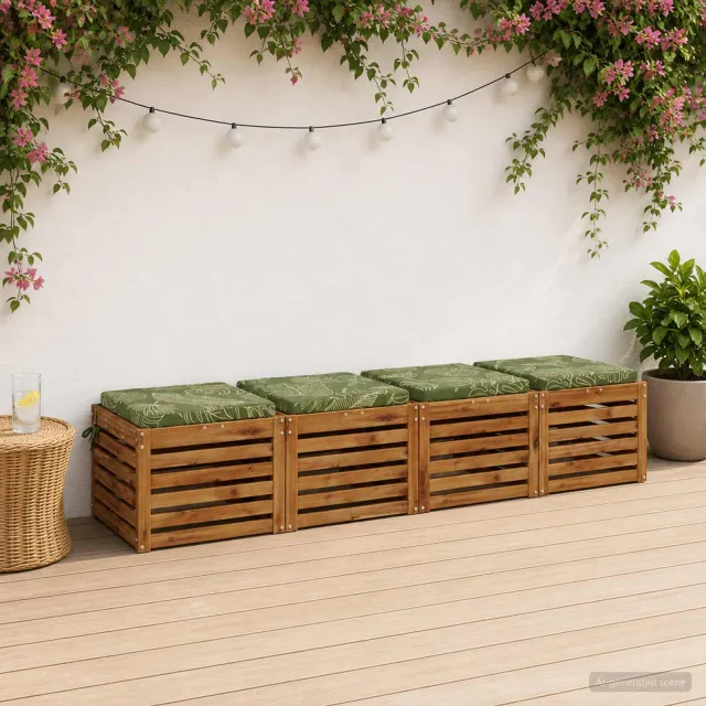 vidaXL Zitkussens SOEST 4 st 100% Polyester Bladontwerp 40 x 40 x 5 cm Groen