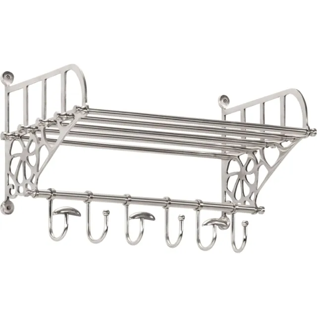 vidaXL Bagagerek met kleerhangers wandmontage aluminium zilver