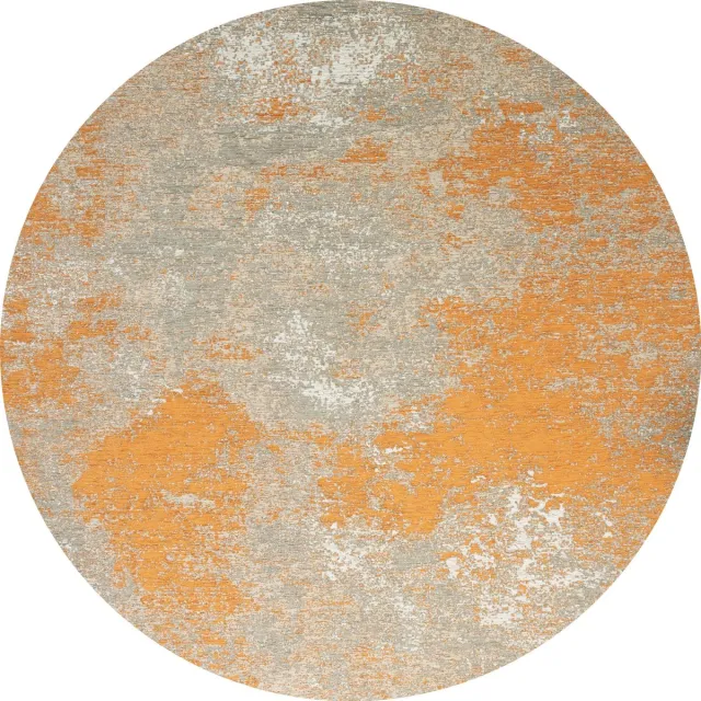 Gínore Rond Vintage vloerkleed - Grunge - Tapijten Woonkamer - Monarch - 170 ø Oranje