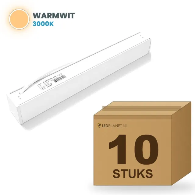 Tsong LED Lichtbalk Hangend 150 cm - 10 stuks - 5.760lm 48W - Warmwit 3000K - Wit - Koppelbaar - Incl. ophangset 1 m - 230V