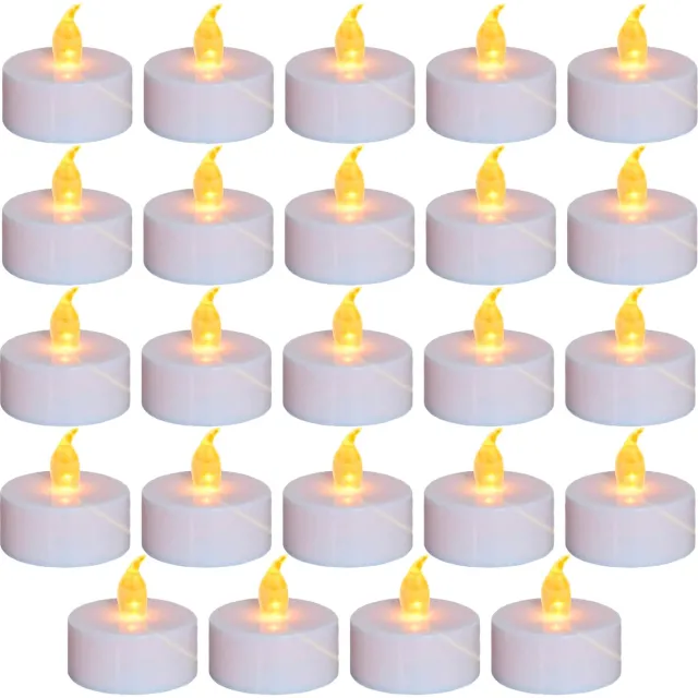 Aurae 24 Waxinelichtjes op Batterijen - 60+ branduren - Led Theelichtjes met Flikkerende Vlam - Led Kaarsen - Kerstverlichting - Kerst Kaarsen Wit • Batterij