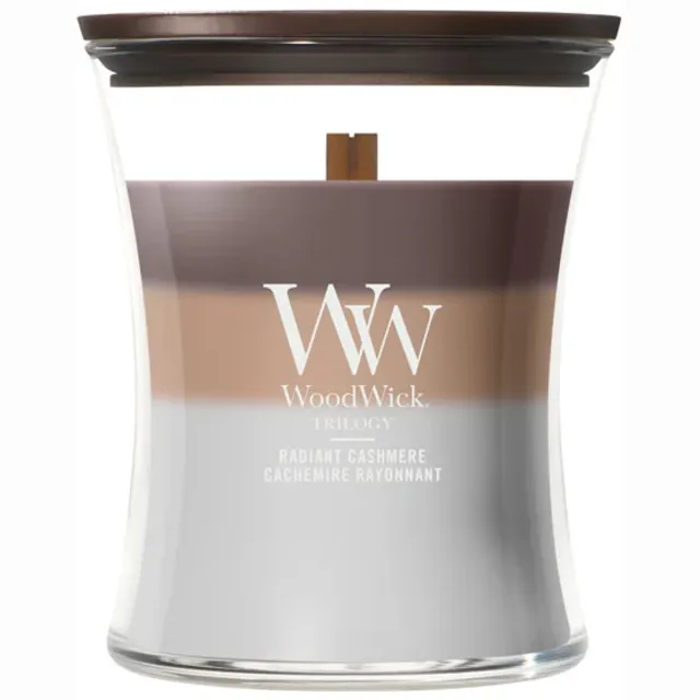 Woodwick Hourglass - Trilogy Radiant Cashmere - Medium Geurkaars - 60 branduren Meerkleurig