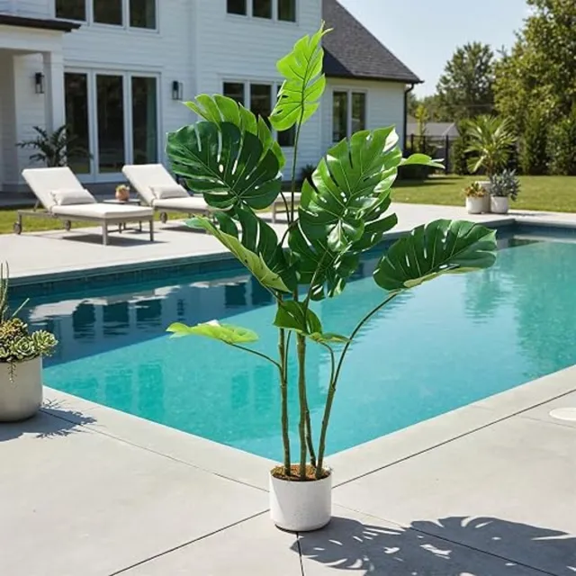 Triumpunpre Kunst Monstera 120cm — Waterbestendig PEVA — Verstelbare bladeren voor terras & café groen