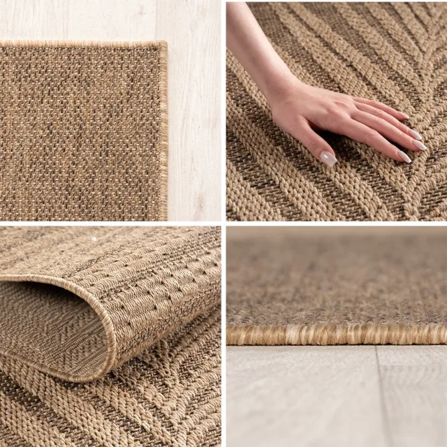 Ayyildiz Timber – Binnen- en buitenkleed – Bruin – Jute-look – Ø 80 cm rond