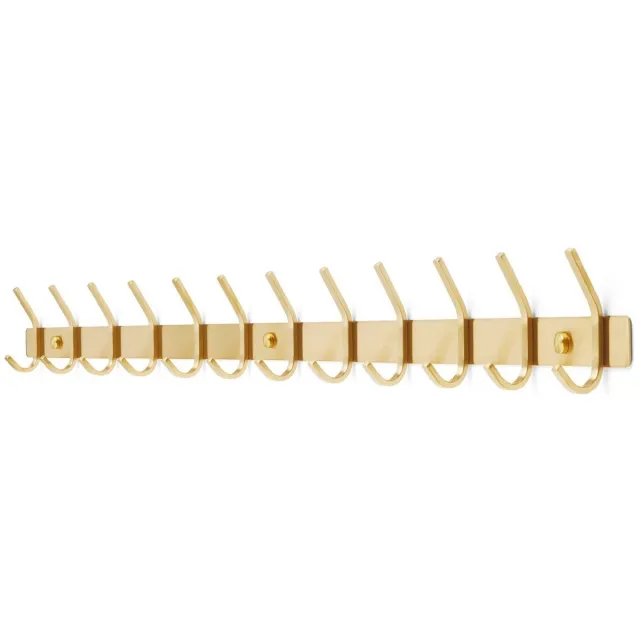 TOJ 24 Haaks Wandkapstok – 94cm - Muur / Wand Kapstok - Hangende Design Muurkapstok - Handdoekrek - RVS - Goud