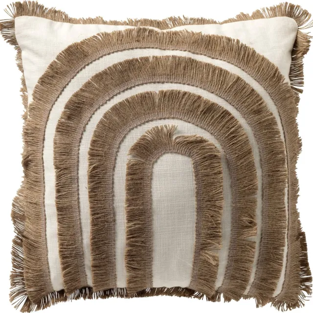 Dutch Decor MARINA - kussenhoes 45x45 cm - jute afwerking - Natural - bruin - met rits - zonder binnenkussen Beige