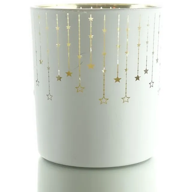 Gasper waxinelichthouder Falling Stars sterrenregen wit 8 cm glas