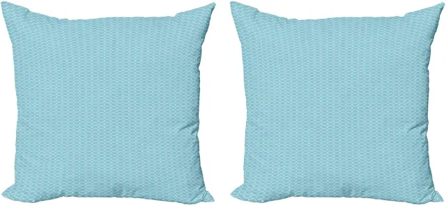 ABAKUHAUS Vintage Blauwe Decoratieve Kussenhoes, Set van 2, In elkaar grijpende Vierkantjes, 40x40 cm, Babyblauw Wit