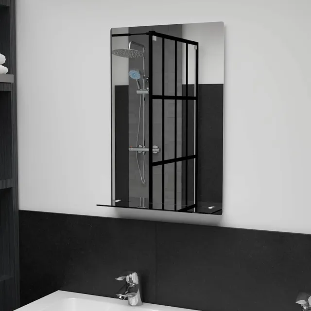 vidaXL Wandspiegel met schap 40x60 cm gehard glas Zilver