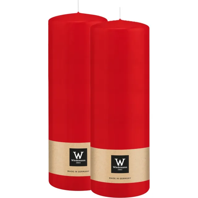 Wiedemann Cilinderkaars/stompkaars - 2x - rood - 20 x 7 cm - 103 branduren - zuilkaarsen
