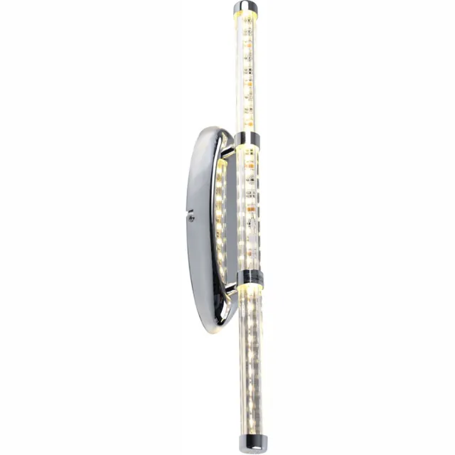 Globo Lighting Wandlamp, spiegellamp, slaapkamerlamp, woonkamerlamp, ruwe vorm, chroom blank, 1x LED 10 W, 700 lm, 3200 K, HxB 50x7 cm zilver