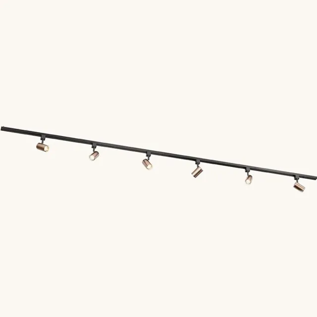 LUSENZ Railverlichting Pakket - Recht - 2x 1,5 m rail - 6 railspots - Bruin - Incl. 2700K GU10 - IP20 - Modulair - 230V - Beloria Zwart / Bruin
