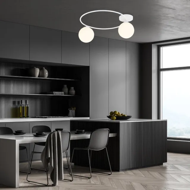 Emibig Knappe plafondlamp wit met witte glazen bollen 2x E14 - Perfecte verlichting voor elke ruimte