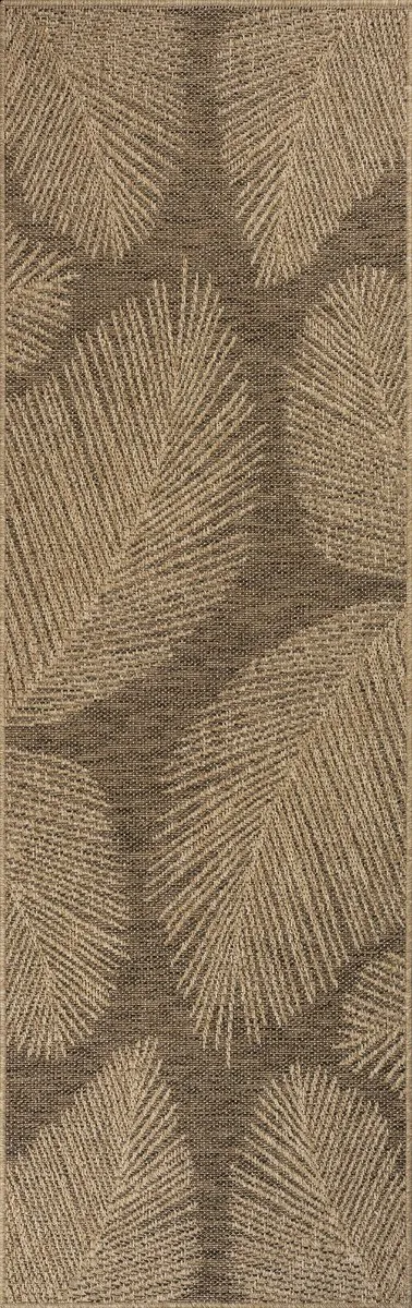 the carpet Kansas – weerbestendig buitenkleed met antisliprug, duurzaam & onderhoudsvriendelijk, naturel met palmmotief 80 x 250 cm