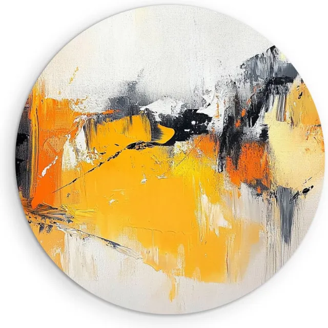 Saammp Muurcirkel Hout - Patroon - Geel - Abstract - Ø 50 - Wandcirkel - Wanddecoratie Cirkel - Muurdecoratie Woonkamer - Slaapkamer decoratie - Rond Schilderij