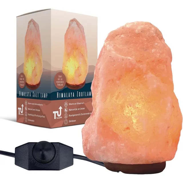 Trendup Himalaya Zoutlamp 4-5 kg – Dimbare Sfeerlamp & Tafellamp – Zoutsteen Nachtlampje – Handgemaakt – Inclusief E-book – Cadeau Oranje