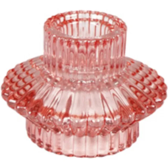 dekoratief Kaarsenhouder, roze, glas, 8x8x6cm | A244043
