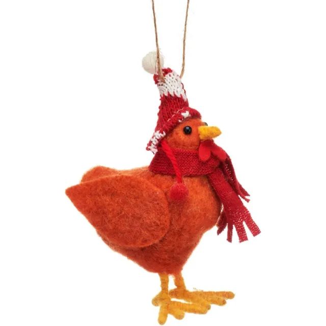 Sass & Belle Winterse kip kersthanger - Sass & Belle oranje