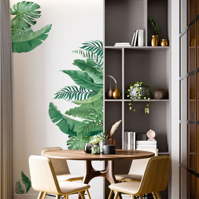 Ambiance Sticker Muurstickers - Tropische bladwaaier - Transparante achtergrond - 70x105cm Multi color