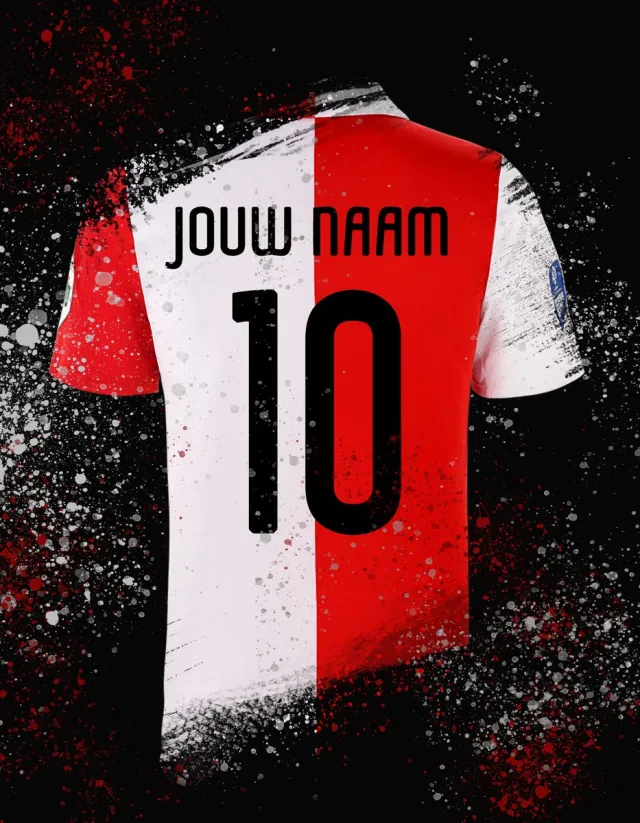 Kleurmedia Voetbal Poster - Gepersonaliseerd met jouw naam - Voetbal Shirt Poster - A2+ Formaat 43,2 x 61 cm - Een uniek voetbal cadeau feyenoord