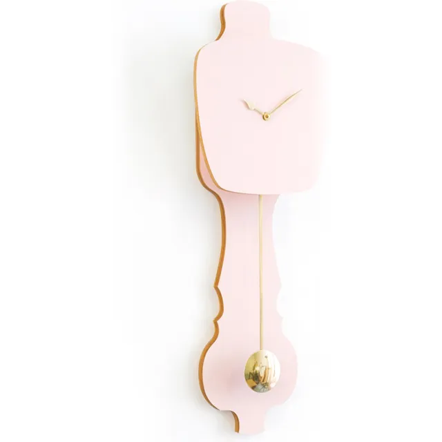 Kloq Wandklok met Pendule - Batterijen Inbegrepen - Wanddecoratie - Quartz Beweging - Niet-Tikkend Batterij Aangedreven - Perzik Pastel en Glanzend Goud - Klein Peach Pastel & Shiny Gold