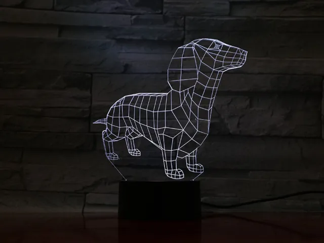 MC Living 3D Led Lamp Met Gravering - RGB 7 Kleuren - Hond