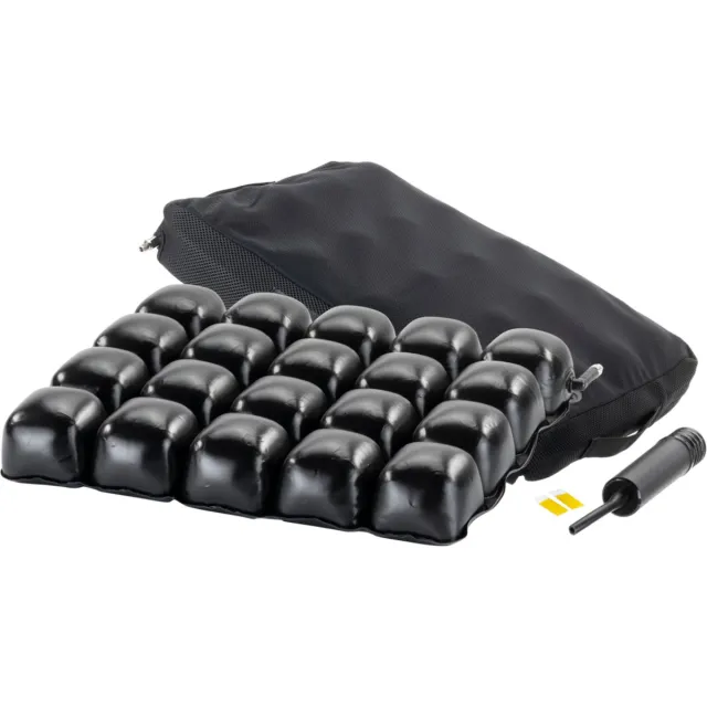 MultiMotion Anti-decubitus lucht kussen 45 x 40 cm - 7,5 cm hoog - Met ademende hoes en handpomp - Zitkussen Zwart
