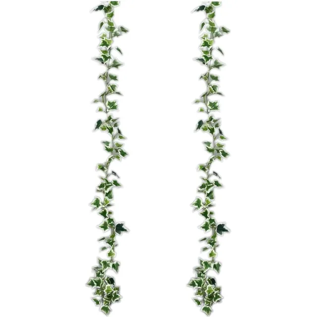 Mica Decorations Kunstplanten Hedera Slinger - 2x - 179 x 11 cm - groen/wit - kunststof - decoratie - bladgroen Lichtgroen