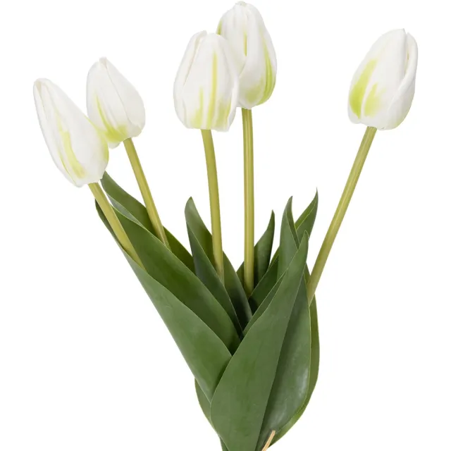 Viana Decoratieve kunstmatige tulpen voor een stijlvol interieur, 40 cm, 5 s Wit