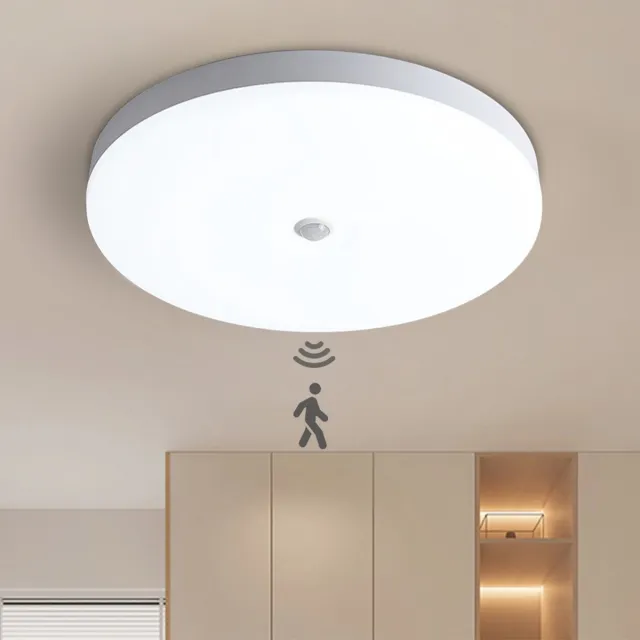 LAPAMAX LED Plafondlamp met Bewegingssensor en Lichtsensor - Ø 22 cm Plafonnière - Automatisch Licht met 120° Detectie - Voor Hal, Trap, Garage, Berging en Kelder Wit