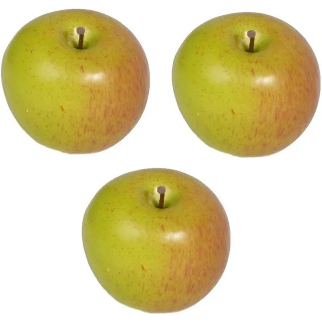 Bellatio Flowers & Plants Kunstfruit - 3x - appel - verzwaard - 8 cm - decoratiefruit - sier - fruitschaal Multi
