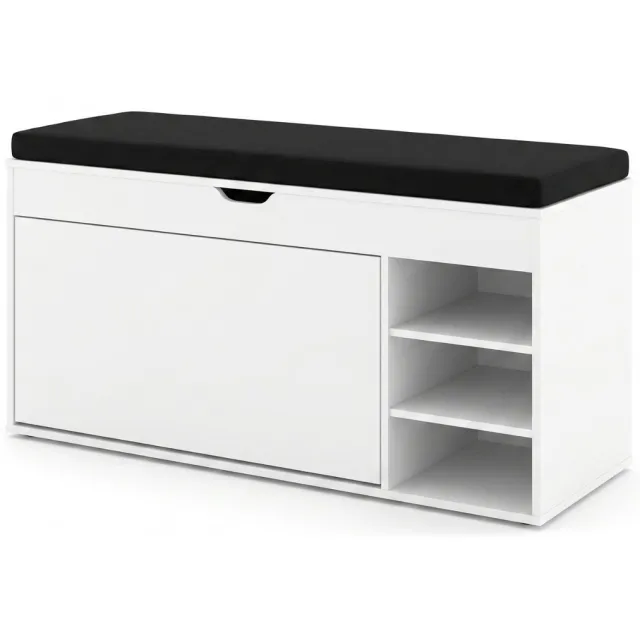 BOXIMO Schoenenkast met zitplaats en uittrekbare planken GRADIA, 100 x 34 x 50 cm, wit