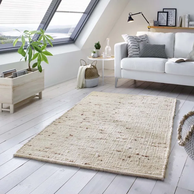 Tapeso Wollen vloerkleed - Oslo crème 120x170