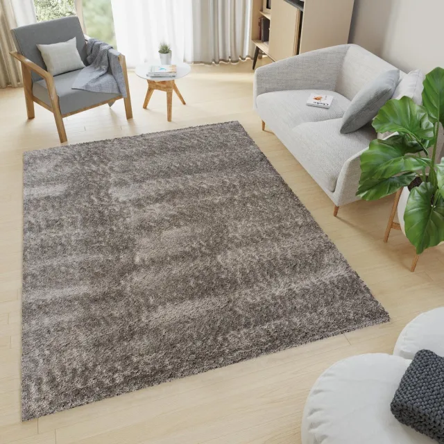 Tapiso Versay Vloerkleed Hoogpolig Shaggy Moderne Tapijten donkergrijs